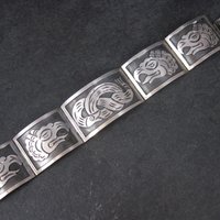 Vintage Mexican Sterling Snake Eagle Bracelet 7 Inches