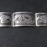 Vintage Mexican Sterling Snake Eagle Bracelet 7 Inches