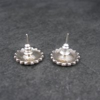Vintage 980 Sterling Purple Enamel Flower Earrings