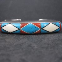 Vintage Native American Inlay Cuff Bracelet 7 Inches