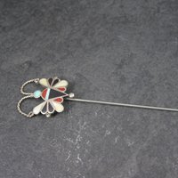 Estate Southwestern Sterling Inlay Butterfly Stick Pin