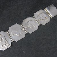 Estate Southwestern Sterling Kokopelli Bear Bracelet 7.5 Inches