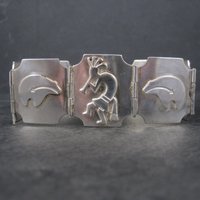 Estate Southwestern Sterling Kokopelli Bear Bracelet 7.5 Inches