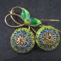 Vintage Prestige Enamel Brooch Clip On Earrings Jewelry Set in Box