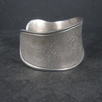 Wide Vintage Sterling Wave Cuff Bracelet Charles Garnier 6.5 Inches