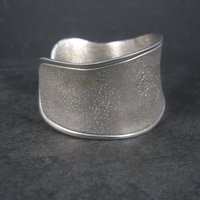 Wide Vintage Sterling Wave Cuff Bracelet Charles Garnier 6.5 Inches