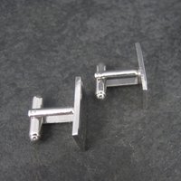 Estate Silvertone Engravable Cufflinks