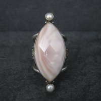 Estate Sajen Sterling Pink Mother of Pearl Ring Size 7