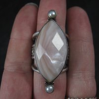 Estate Sajen Sterling Pink Mother of Pearl Ring Size 7