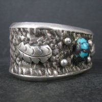 Turquoise Cuff Bracelet 6.25 Inches Heavy Vintage Native American Sandcast Aztec