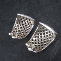 Vintage Sterling Woven Half Hoop Earrings