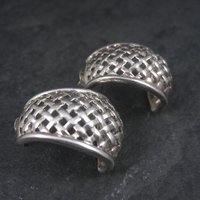 Vintage Sterling Woven Half Hoop Earrings