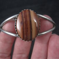Vintage Southwestern Sterling Agate Cuff Bracelet 6 Inches
