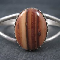 Vintage Southwestern Sterling Agate Cuff Bracelet 6 Inches