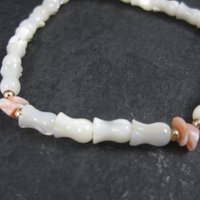 Vintage Mother of Pearl Coral Tulip Bracelet 7.5 Inches