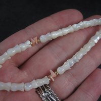 Vintage Mother of Pearl Coral Tulip Bracelet 7.5 Inches