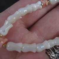 Vintage Mother of Pearl Coral Tulip Bracelet 7.5 Inches