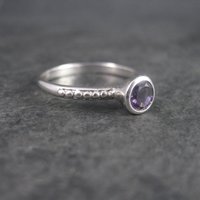 Simple Sterling Amethyst Solitaire Ring Size 9 Clyde Duneier
