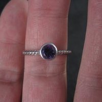 Simple Sterling Amethyst Solitaire Ring Size 9 Clyde Duneier