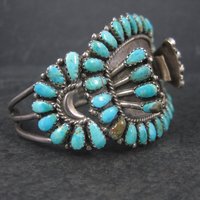 Vintage Zuni Petit Point Turquoise Watch Band Cuff Bracelet 6.5 Inches Judy Wallace