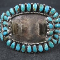 Vintage Zuni Petit Point Turquoise Watch Band Cuff Bracelet 6.5 Inches Judy Wallace