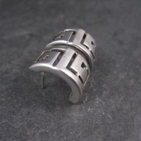 Vintage Sterling Greek Key Half Hoop Earrings