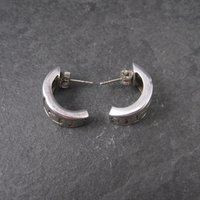 Vintage Sterling Greek Key Half Hoop Earrings