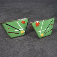 Vintage Copper Enamel Abstract Cufflinks