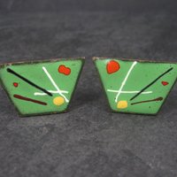 Vintage Copper Enamel Abstract Cufflinks