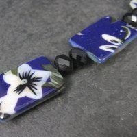 Floral Purple Painted Shell Bead Strand 15x18mm