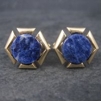 Vintage Sodalite Cufflinks and Tie Tack Set