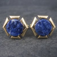 Vintage Sodalite Cufflinks and Tie Tack Set