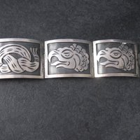 Vintage Mexican Sterling Snake Eagle Bracelet 7 Inches