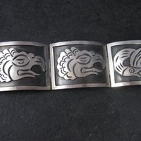 Vintage Mexican Sterling Snake Eagle Bracelet 7 Inches