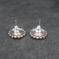 Vintage 980 Sterling Purple Enamel Flower Earrings