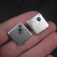 Estate Shields Silver Hematite Cufflinks