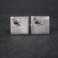 Estate Shields Silver Hematite Cufflinks
