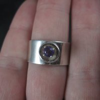 Vintage Sterling High Set Amethyst Ring Size 6.5