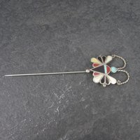 Estate Southwestern Sterling Inlay Butterfly Stick Pin