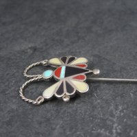 Estate Southwestern Sterling Inlay Butterfly Stick Pin