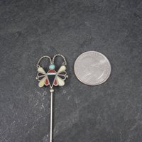 Estate Southwestern Sterling Inlay Butterfly Stick Pin
