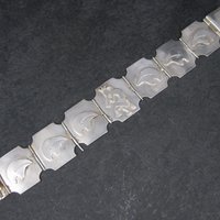 Estate Southwestern Sterling Kokopelli Bear Bracelet 7.5 Inches