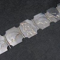 Estate Southwestern Sterling Kokopelli Bear Bracelet 7.5 Inches