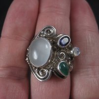 Sterling Sajen Moonstone Iolite Ring Size 7.5