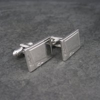 Estate Silvertone Engravable Cufflinks