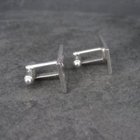 Estate Silvertone Engravable Cufflinks