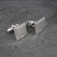 Estate Silvertone Engravable Cufflinks