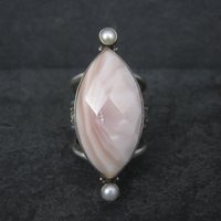 Estate Sajen Sterling Pink Mother of Pearl Ring Size 7