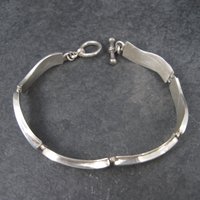 Estate Southwestern Sterling Turquoise Inlay Toggle Bracelet
