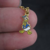 Vintage Donald Duck Pendant Necklace Kids Licensed Disney Enamel